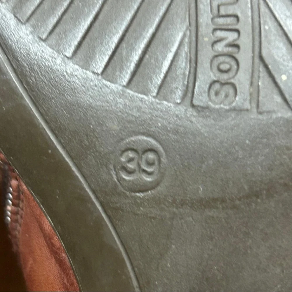 Pikolinos Women Brown Leather Heel Bootie‎ Zip Sz 39 Spanish Made Block Heel